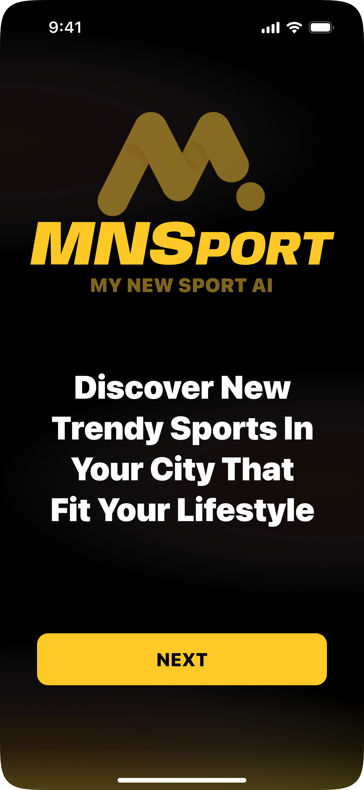 MNSport chat onboarding screen